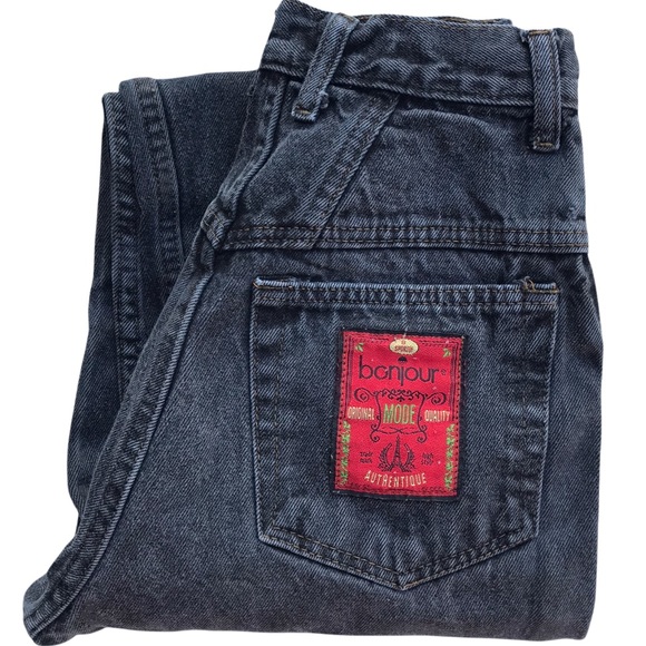 Vintage 90’s Bonjour High waisted mom jeans straight stonewashed charcoal black - Picture 7 of 9